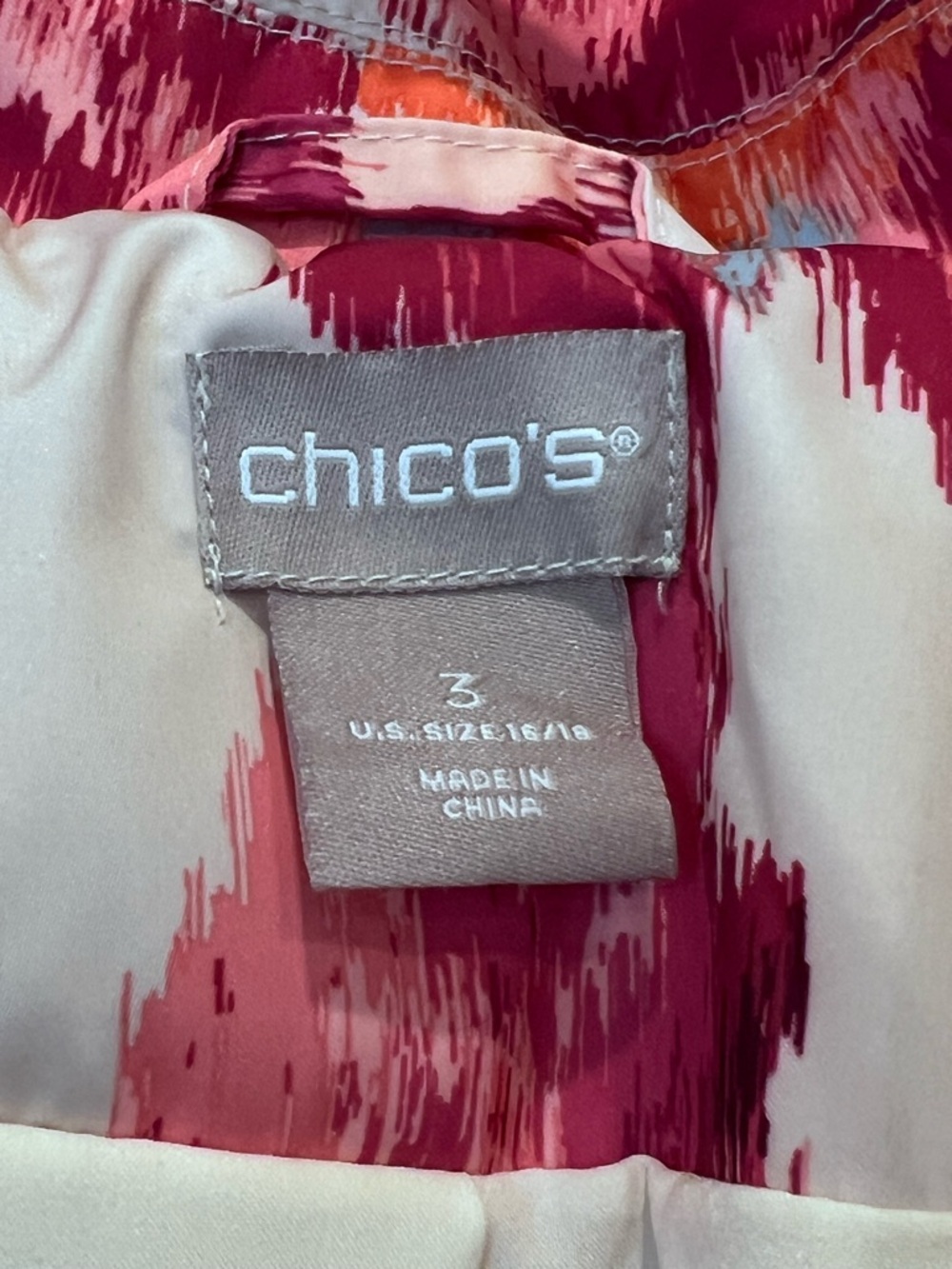 Chico's Ikat Floral Belted Removable Hood Rain Trench Coat Sz 3   16/18 - Picture 4 of 13